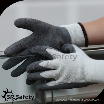 SRSAFETY Latex gris revêtu de doublure en polyester blanc calibre 7 sur gants de palme, style économique